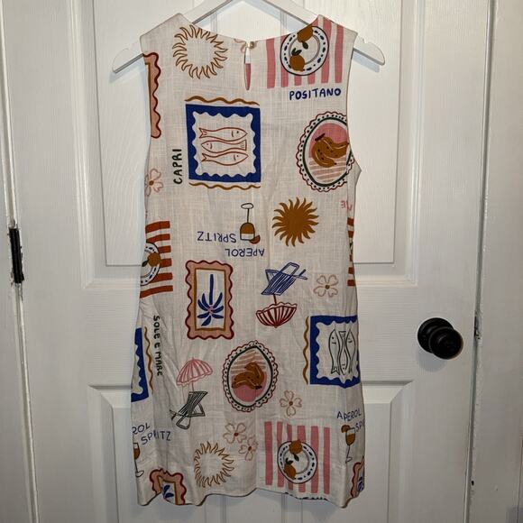 Paper Heart Women’s Dress Size XS Italian Print Linen Blend Mini Short - Picture 4 of 5